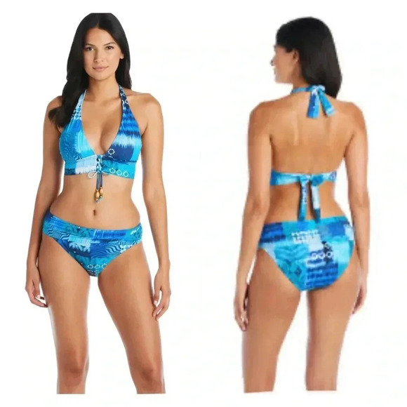 BLEU ROD BEATTIE Lace Up Halter Bra, Too Hot To Handle and Bikini Bottom Size 14 - Picture 1 of 9
